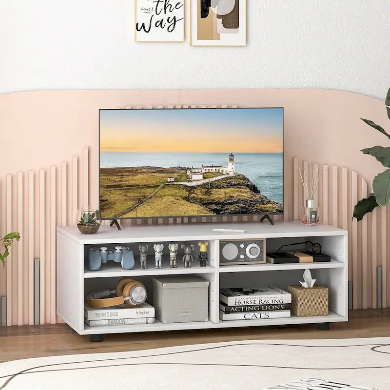Gymax 4-Cubby TV Stand Media Console Entertainment Center 4