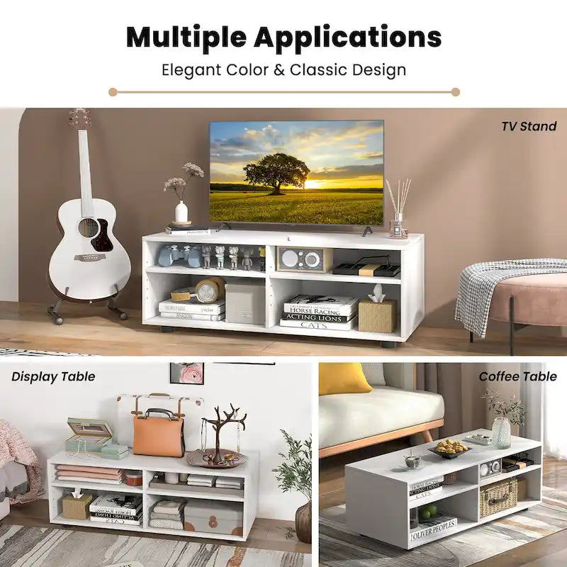 Gymax 4-Cubby TV Stand Media Console Entertainment Center 6