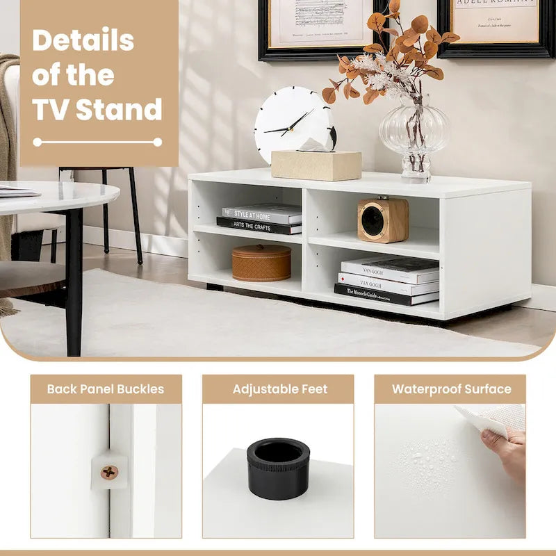 Gymax 4-Cubby TV Stand Media Console Entertainment Center 9