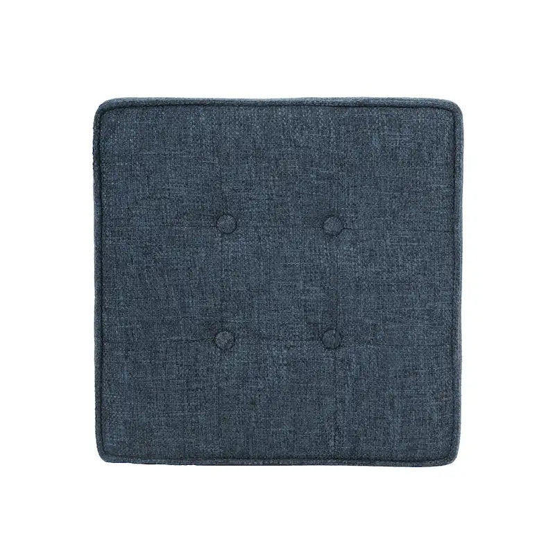 Navy Blue Woven Fabric Storage Ottoman - 18-Inch Square Tray Top 4