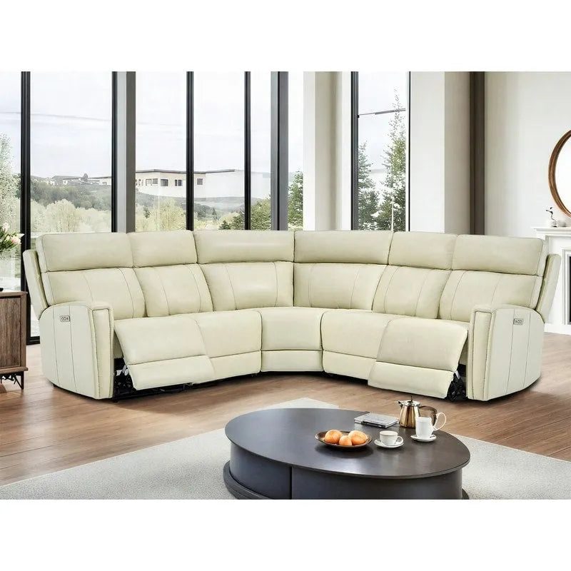 104" 3-Color Genuine Leather Power Reclining Sectional Sofa with Zero Gravity Feature, USB & USB-C Ports, and 2 Stationary Armless Chairs 1