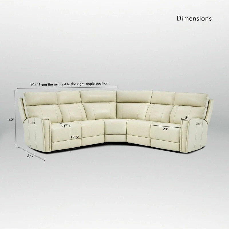 104" 3-Color Genuine Leather Power Reclining Sectional Sofa with Zero Gravity Feature, USB & USB-C Ports, and 2 Stationary Armless Chairs 3