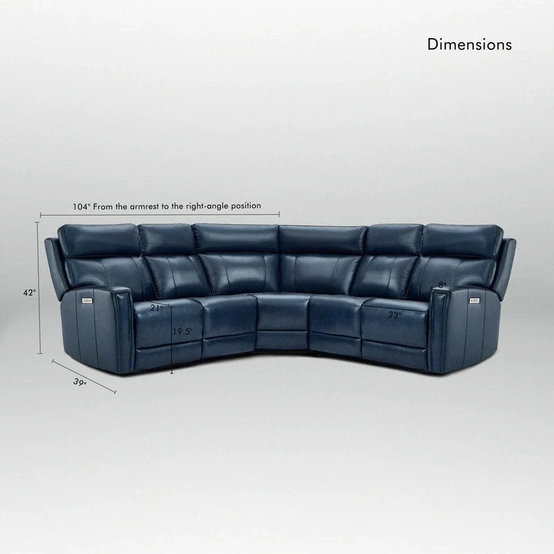 104" 3-Color Genuine Leather Power Reclining Sectional Sofa with Zero Gravity Feature, USB & USB-C Ports, and 2 Stationary Armless Chairs 6