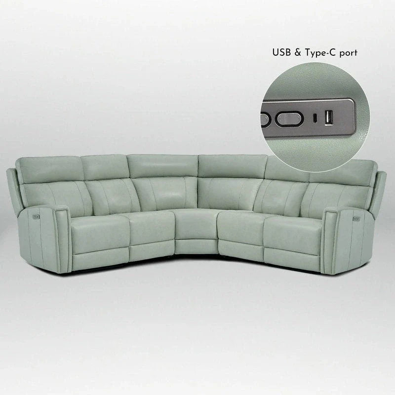 104" 3-Color Genuine Leather Power Reclining Sectional Sofa with Zero Gravity Feature, USB & USB-C Ports, and 2 Stationary Armless Chairs 10