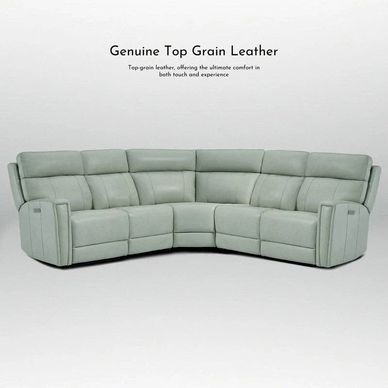 104" 3-Color Genuine Leather Power Reclining Sectional Sofa with Zero Gravity Feature, USB & USB-C Ports, and 2 Stationary Armless Chairs 14