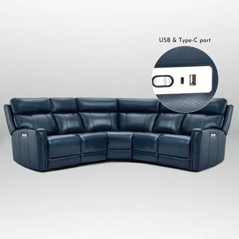 104" 3-Color Genuine Leather Power Reclining Sectional Sofa with Zero Gravity Feature, USB & USB-C Ports, and 2 Stationary Armless Chairs 16