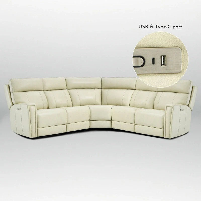 104" 3-Color Genuine Leather Power Reclining Sectional Sofa with Zero Gravity Feature, USB & USB-C Ports, and 2 Stationary Armless Chairs 22