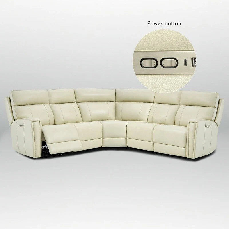 104" 3-Color Genuine Leather Power Reclining Sectional Sofa with Zero Gravity Feature, USB & USB-C Ports, and 2 Stationary Armless Chairs 25