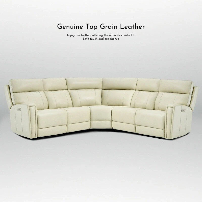104" 3-Color Genuine Leather Power Reclining Sectional Sofa with Zero Gravity Feature, USB & USB-C Ports, and 2 Stationary Armless Chairs 26