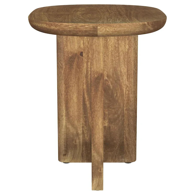 Leti L-Shaped Side End Table with 22-Inch Brown Mango Wood Top 2