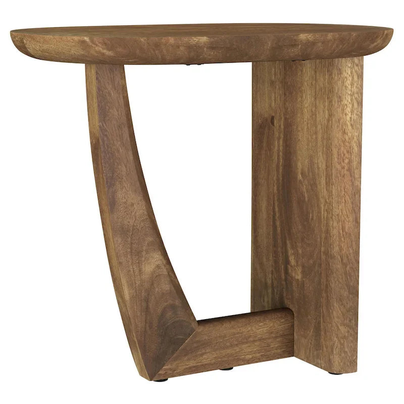 Leti L-Shaped Side End Table with 22-Inch Brown Mango Wood Top 3