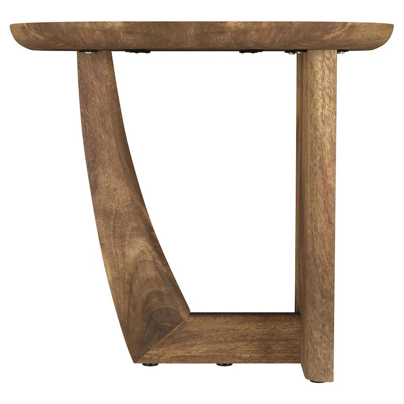 Leti L-Shaped Side End Table with 22-Inch Brown Mango Wood Top 4
