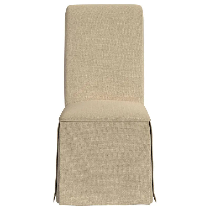 Set of 2 Shaw Dining Chairs with Tall Rolled Back and Skirted Base in Beige 2
