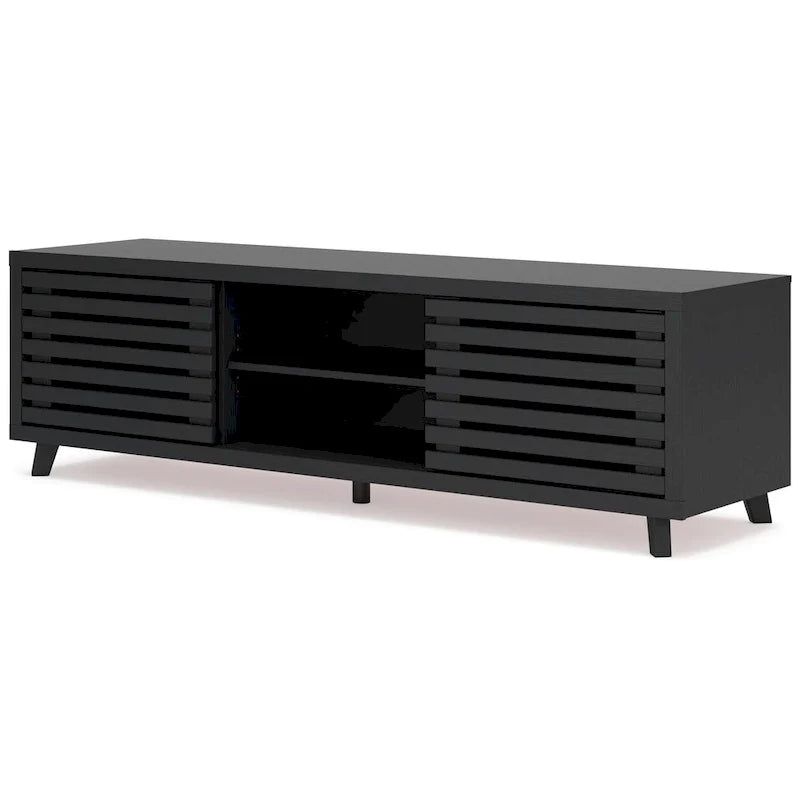 Danzi 72-Inch Large TV Media Console with 4 Shelves in Black Wood Finish 2