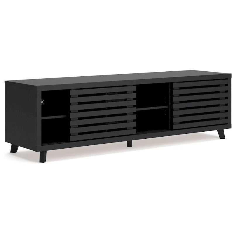 Danzi 72-Inch Large TV Media Console with 4 Shelves in Black Wood Finish 3