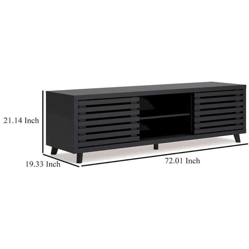 Danzi 72-Inch Large TV Media Console with 4 Shelves in Black Wood Finish 5