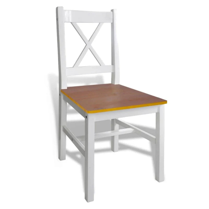 5-Piece Dining Table Set - 43-Inch Rectangular Table with 4 Chairs in Brown and White Wood 2