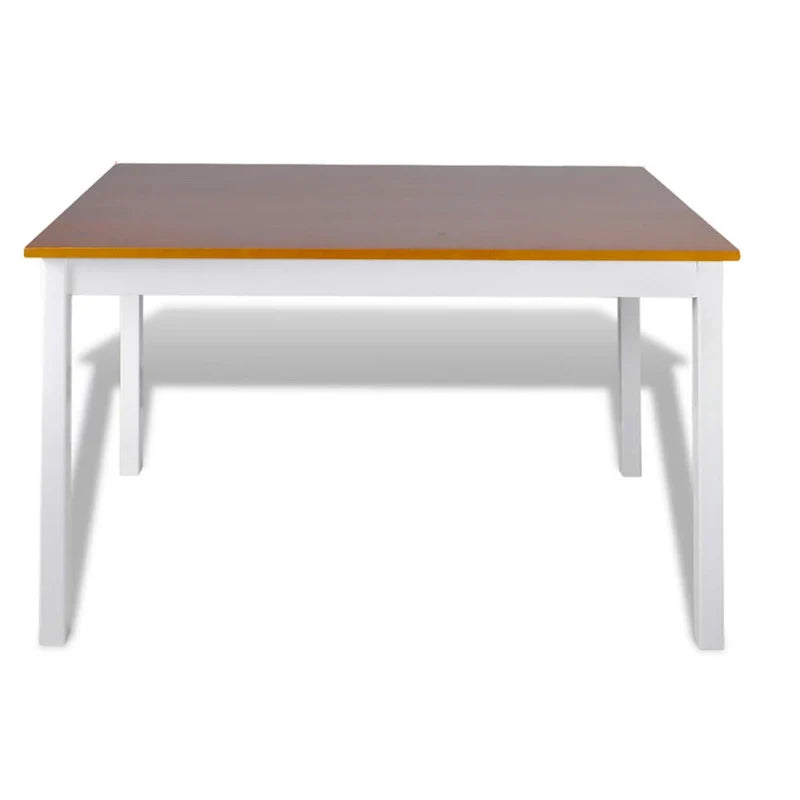 5-Piece Dining Table Set - 43-Inch Rectangular Table with 4 Chairs in Brown and White Wood 3