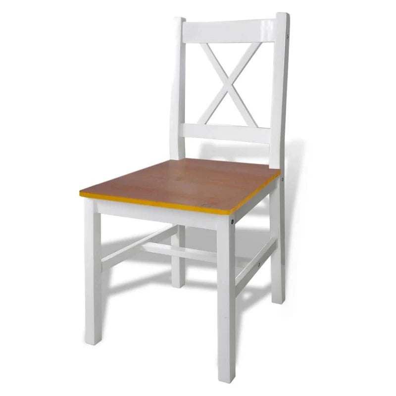 5-Piece Dining Table Set - 43-Inch Rectangular Table with 4 Chairs in Brown and White Wood 4