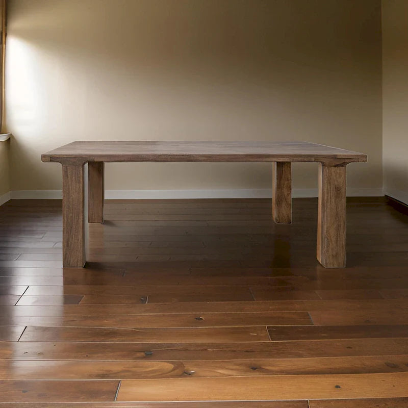 Okai 87-Inch Rectangular Dining Table - Rustic Brown Solid Mango Wood 1