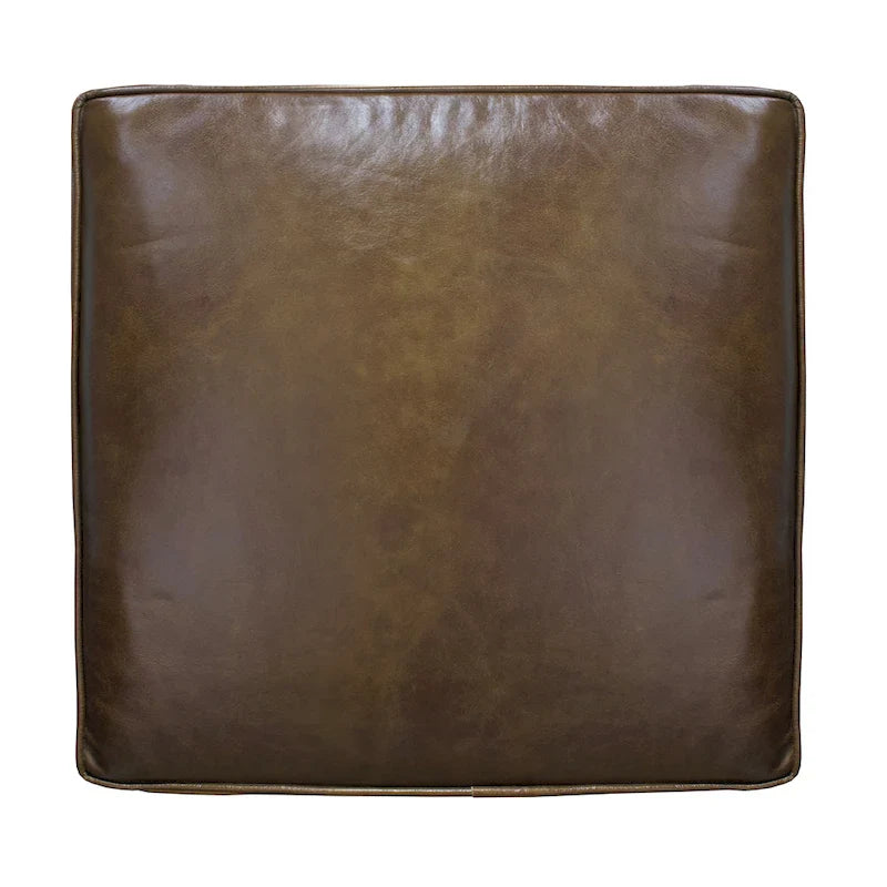 Handcrafted Amber Accent Chair with Slatted Mango Wood, Buffalo Leather Cushions, and Angled Legs 8