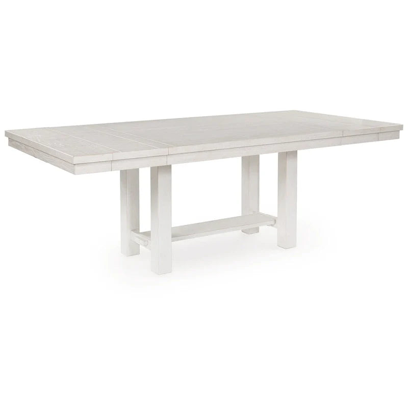 Fleur White Wood Dining Table with 2 Extendable Leaves, Adjustable from 62 to 86 Inches 1