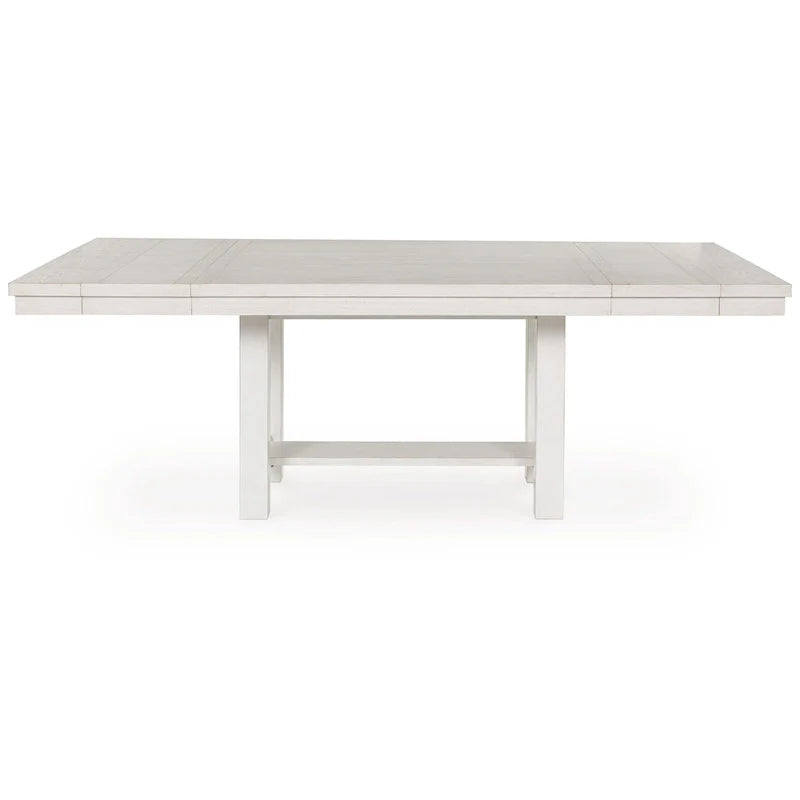 Fleur White Wood Dining Table with 2 Extendable Leaves, Adjustable from 62 to 86 Inches 3