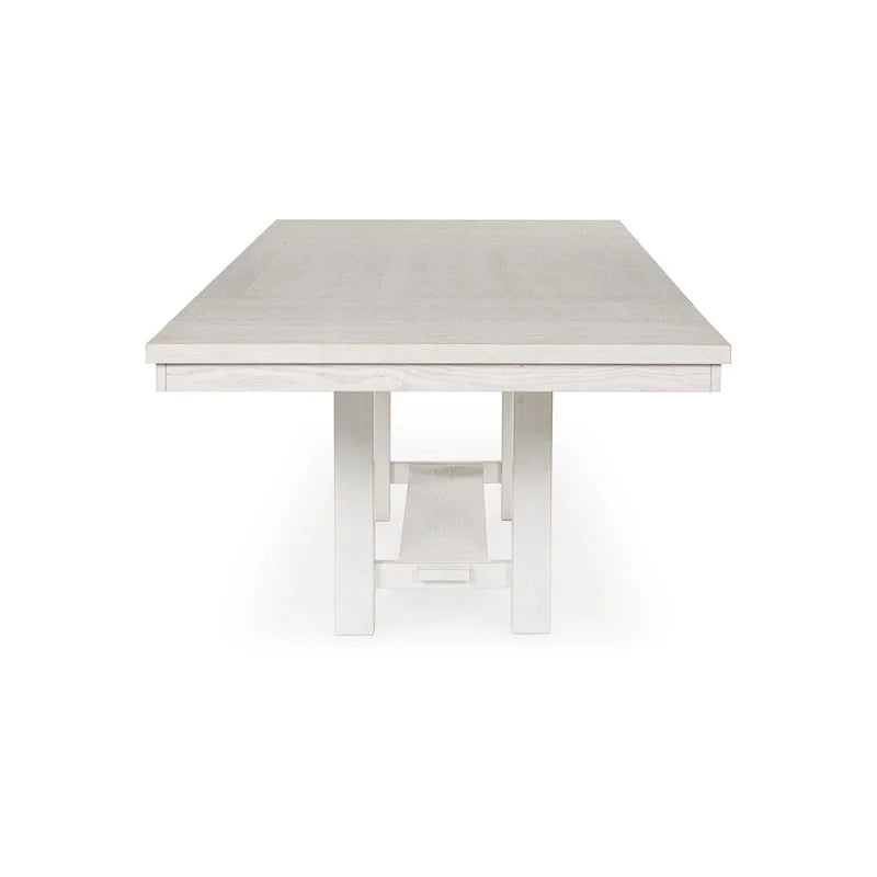 Fleur White Wood Dining Table with 2 Extendable Leaves, Adjustable from 62 to 86 Inches 4