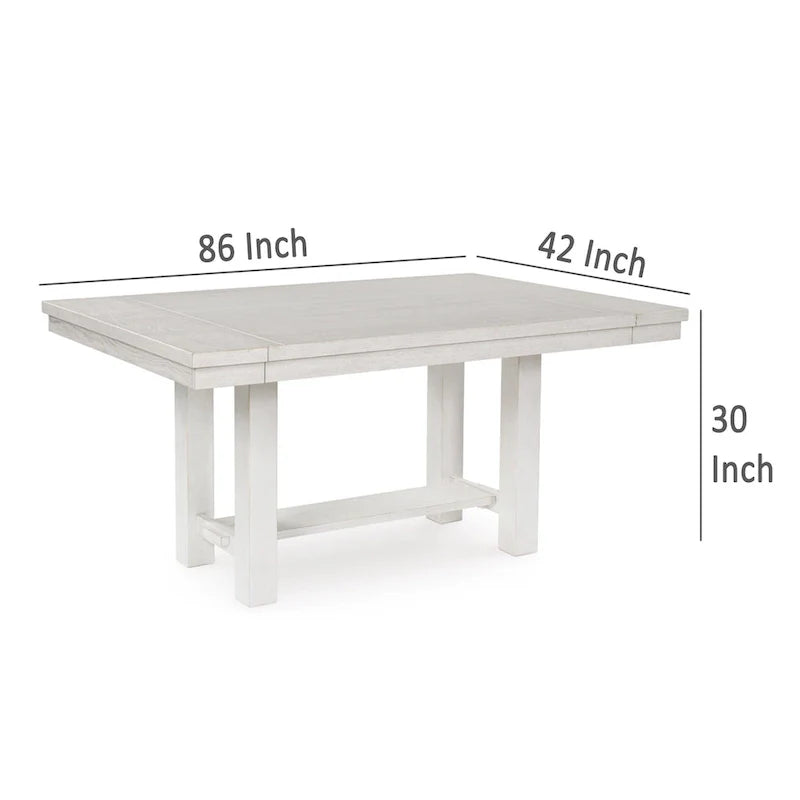 Fleur White Wood Dining Table with 2 Extendable Leaves, Adjustable from 62 to 86 Inches 5
