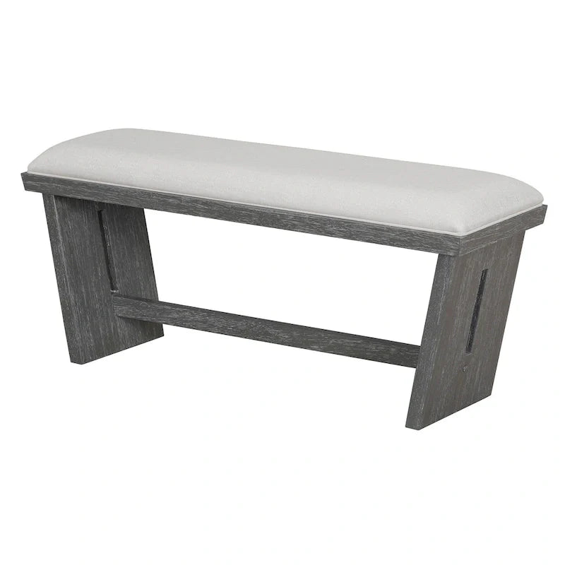 6-Piece Wooden Dining Set: Rectangular Table with 4 Upholstered Chairs and 1 Bench 18
