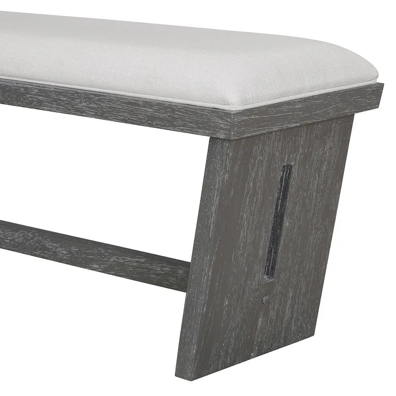 6-Piece Wooden Dining Set: Rectangular Table with 4 Upholstered Chairs and 1 Bench 20