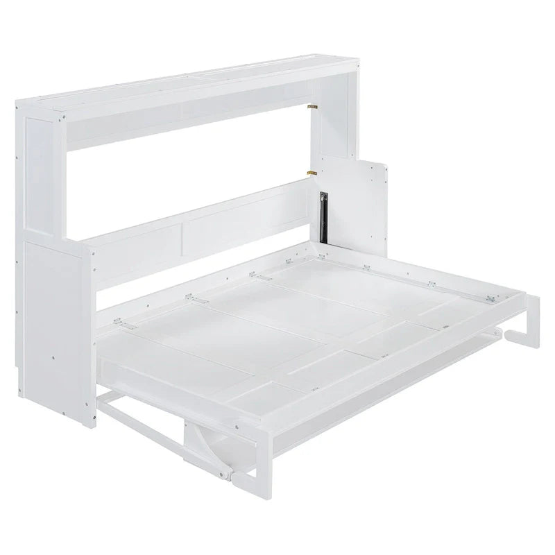 Queen/Full Size Murphy Bed with Hydraulic Lift and Integrated Desk Design