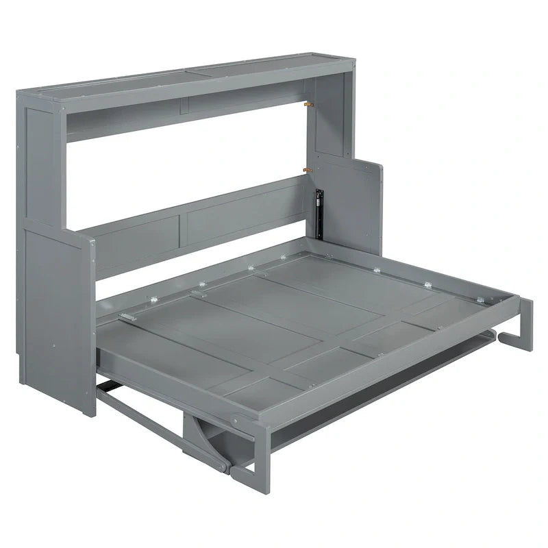 Queen/Full Size Murphy Bed with Hydraulic Lift and Integrated Desk Design 4