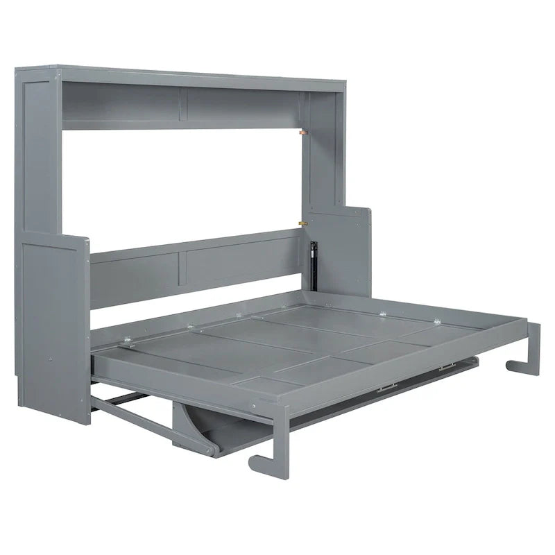 Queen/Full Size Murphy Bed with Hydraulic Lift and Integrated Desk Design 7
