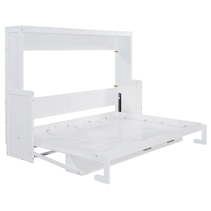 Queen/Full Size Murphy Bed with Hydraulic Lift and Integrated Desk Design 8