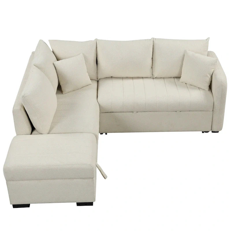 Sectional Sofa Bed with Storage Ottoman USB Ports and Pull Out Design 10