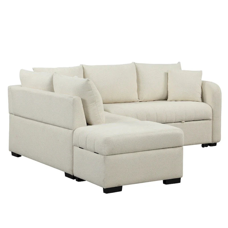 Roomfitters L-Shaped Sleeper Sofa with USB Ports, Power Outlets, and Versatile Storage Ottoman 21