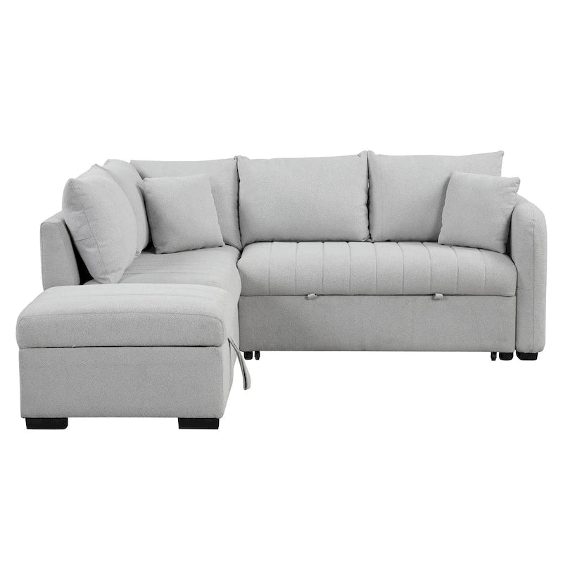 Roomfitters L-Shaped Sleeper Sofa with USB Ports, Power Outlets, and Versatile Storage Ottoman 27