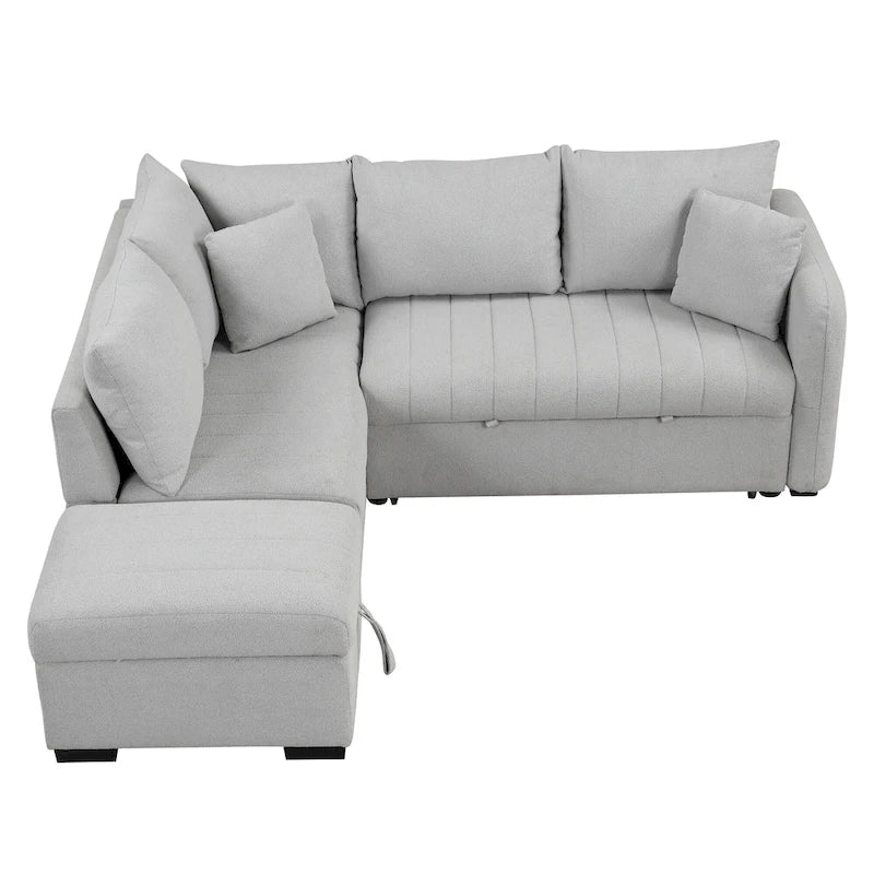 Roomfitters L-Shaped Sleeper Sofa with USB Ports, Power Outlets, and Versatile Storage Ottoman 28