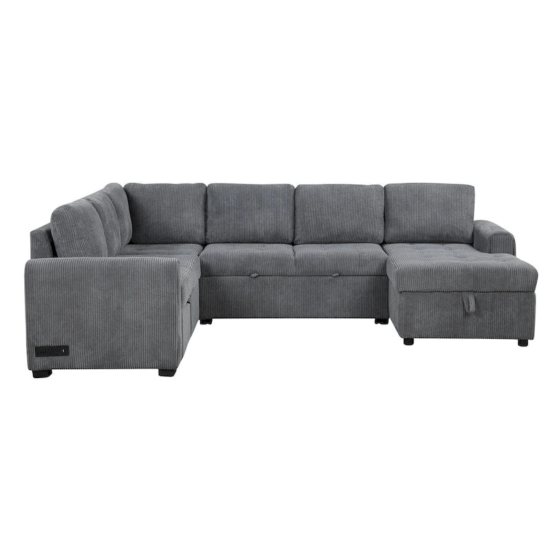 Roomfitters U-Shaped Sectional Sofa with Pull-Out Bed, Storage Chaise Lounge, and Integrated Charging Ports for Living Room 9