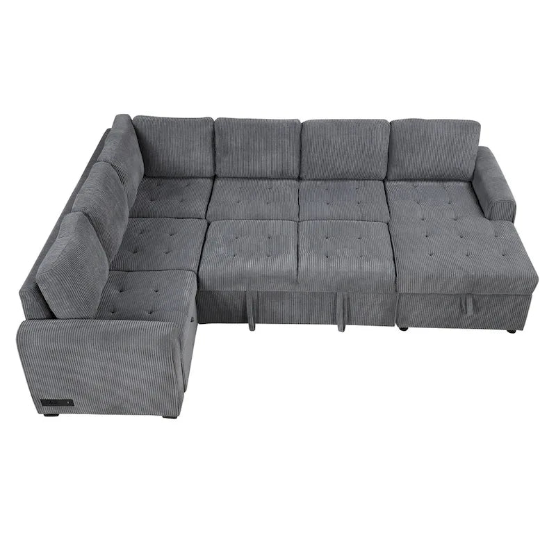 Roomfitters U-Shaped Sectional Sofa with Pull-Out Bed, Storage Chaise Lounge, and Integrated Charging Ports for Living Room 11