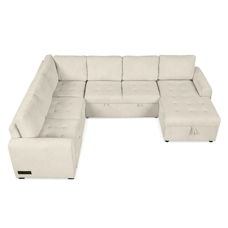 Roomfitters U-Shaped Sectional Sofa with Pull-Out Bed, Storage Chaise Lounge, and Integrated Charging Ports for Living Room 29