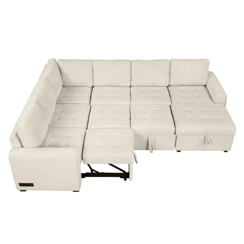 Roomfitters U-Shaped Sectional Sofa with Pull-Out Bed, Storage Chaise Lounge, and Integrated Charging Ports for Living Room 31