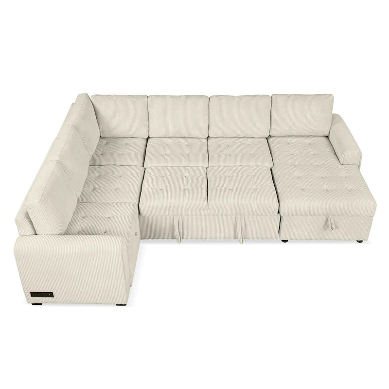 Roomfitters U-Shaped Sectional Sofa with Pull-Out Bed, Storage Chaise Lounge, and Integrated Charging Ports for Living Room 32