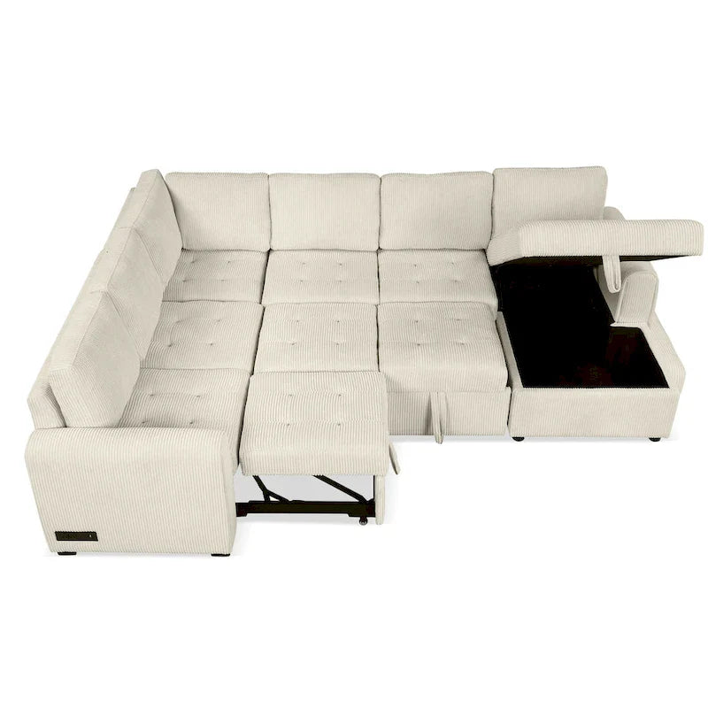 Roomfitters U-Shaped Sectional Sofa with Pull-Out Bed, Storage Chaise Lounge, and Integrated Charging Ports for Living Room 33