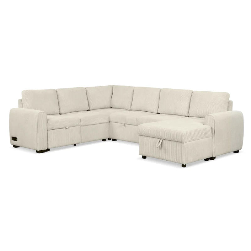 Roomfitters U-Shaped Sectional Sofa with Pull-Out Bed, Storage Chaise Lounge, and Integrated Charging Ports for Living Room 34