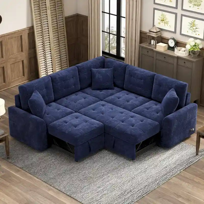 Roomfitters L-Shaped Pull-Out Sofa Bed with Wheels, USB Ports, and Power Outlets – Versatile Sleeper Sofa for Ultimate Living Room Comfort 36