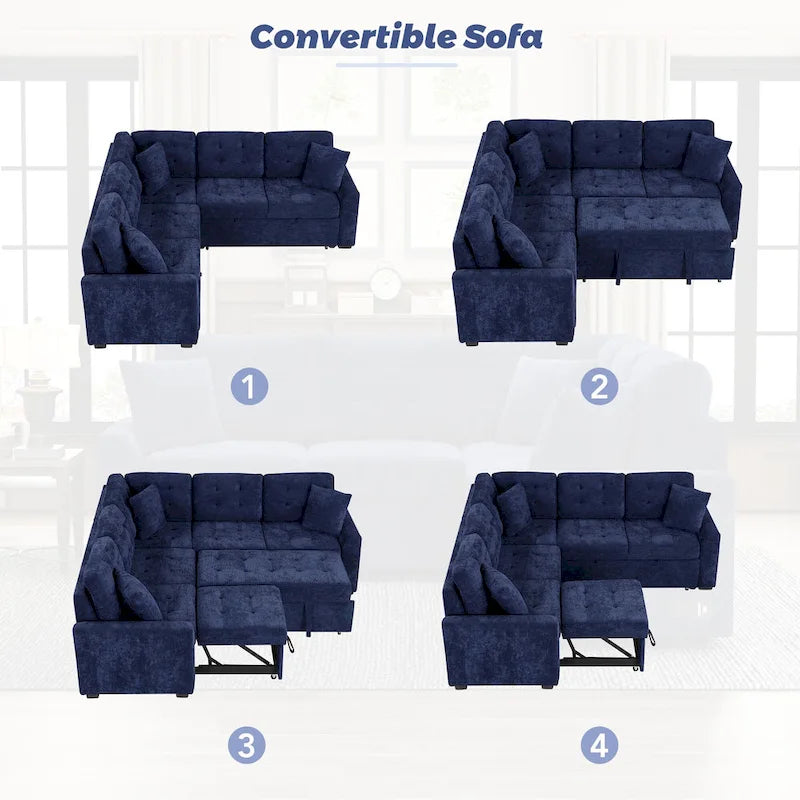 Roomfitters L-Shaped Pull-Out Sofa Bed with Wheels, USB Ports, and Power Outlets – Versatile Sleeper Sofa for Ultimate Living Room Comfort 22