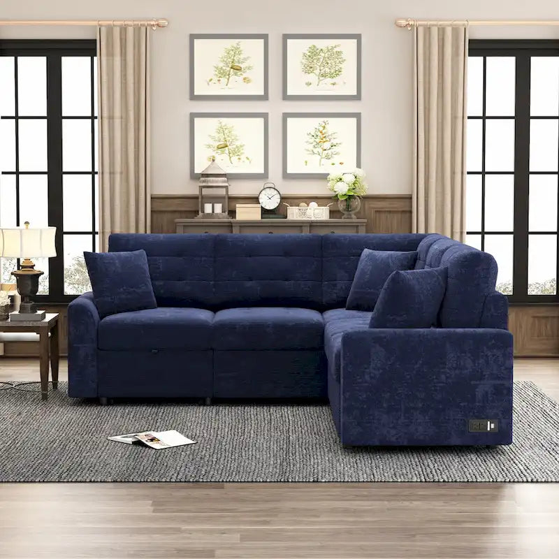 Roomfitters L-Shaped Pull-Out Sofa Bed with Wheels, USB Ports, and Power Outlets – Versatile Sleeper Sofa for Ultimate Living Room Comfort 27