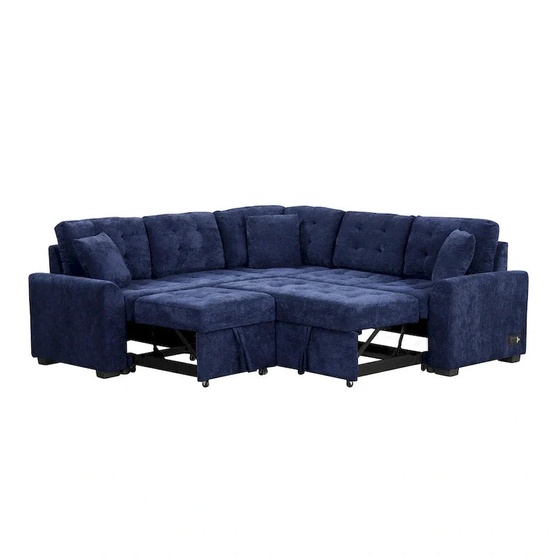 Roomfitters L-Shaped Pull-Out Sofa Bed with Wheels, USB Ports, and Power Outlets – Versatile Sleeper Sofa for Ultimate Living Room Comfort 31